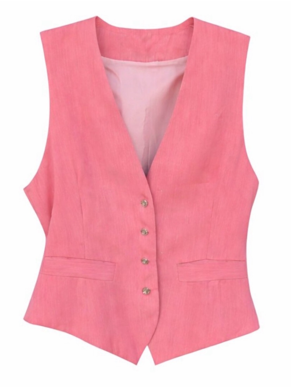 Vogue Pink Sleeveless Button-Front Vest